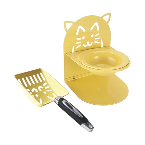 JAYIOLA Kombi Set Aus Katzenfutternapf Und Klumpenschaufel Aus Hochwertigem Edelstahl mit Abnehmbarem Einsatz Und Hängeöse für Einfache Aufbewahrung für Zuha, Gelb JAYIOLA Kombi Set Aus Katzenfutternapf Und Klumpenschaufel Aus Hochwertigem Edelstahl mit Abnehmbarem Einsatz Und Hängeöse für Einfache Aufbewahrung für Zuha, Gelb von JAYIOLA