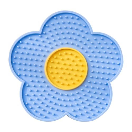 JAYIOLA Texturierte Leckmatte Aus für Hunde Und Katzen mit Saugnäpfen Blumenform Lebensmittelecht für Langsames Fressen Und Training, Blau JAYIOLA Texturierte Leckmatte Aus für Hunde Und Katzen mit Saugnäpfen Blumenform Lebensmittelecht für Langsames Fressen Und Training, Blau von JAYIOLA