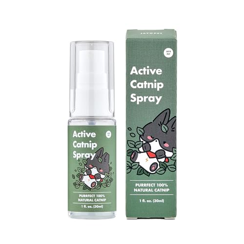 JAYU PET Active Catnip Spray – Hochwirksames transparentes Flüssigkeitsspray aus frischer Bio-Katzenminze, lindert Stress, beruhigt, belebt Spielzeug und Kratzbäume, sorgt für Bewegung (1 FL oz) von JAYU PET