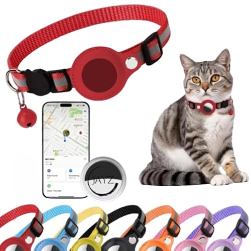 JAYZ® Katzenhalsband, mit Smart-Finder, kompatibel mit iOS/Android, verstellbares Halsband (rot) von JAYZ