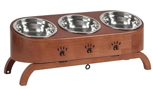 JAZUIHA Katzennapf Erhöht, geneigte Futternapf 3er Set, ergonomischer Fressnapf höhenverstellbar, Futterstation mit Ständer, Edelstahl-Näpfe Ø12cm für Katzen & kleine Hunde von JAZUIHA