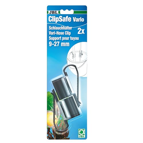 JBL ClipSafe Vario 6109500, Halte-Clips für Aquarienschläuche von 9 - 27 mm, Verstellbar, 2 Stück von JBL