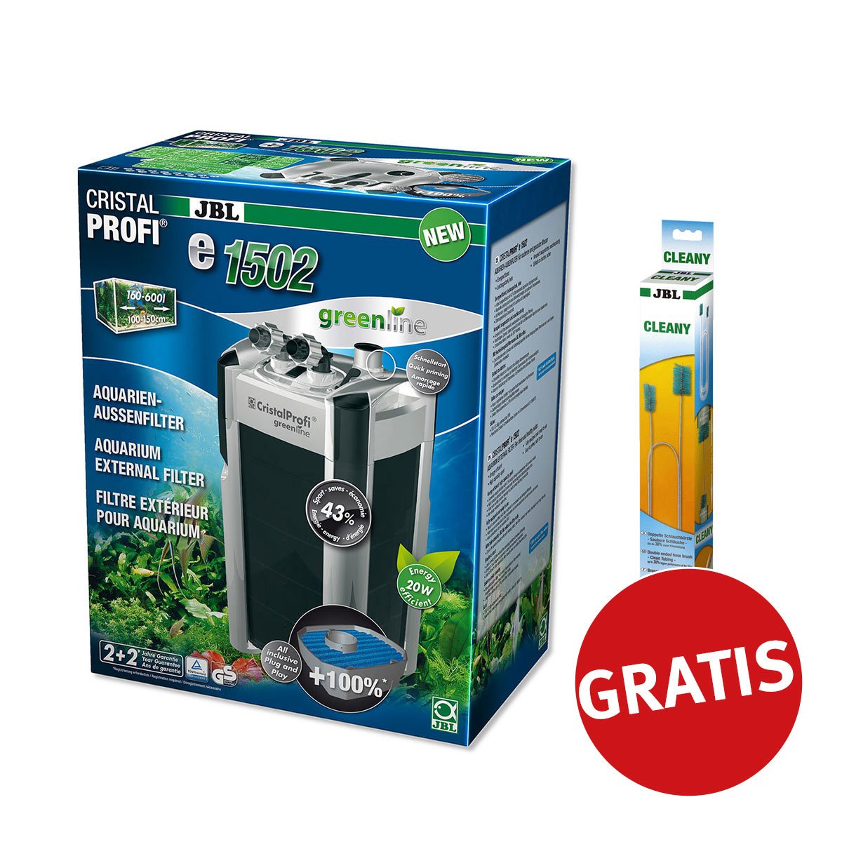 JBL Cristal Profi greenline e1502 + Cleany Schlauchreinigungsbürste gratis von JBL