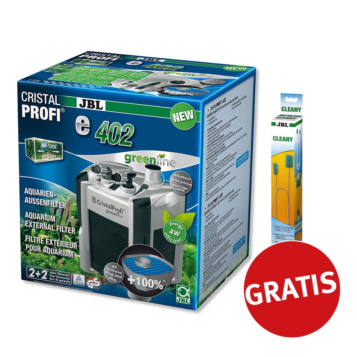 JBL Cristal Profi greenline e402 + Cleany Schlauchreinigungsbürste gratis von JBL