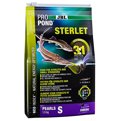 JBL Futter für Sterlets und kleine Störe, Sinkende Futterperlen, Spezialfutter, ProPond Sterlet, Größe S, 1,5 kg von JBL