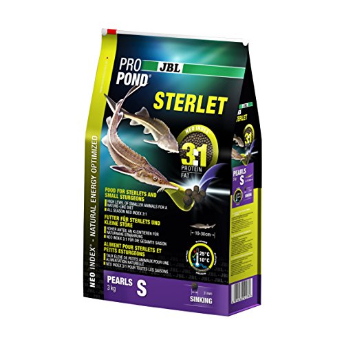 JBL Futter für Sterlets und kleine Störe, Sinkende Futterperlen, Spezialfutter, ProPond Sterlet, Größe S, 3,0 kg von JBL