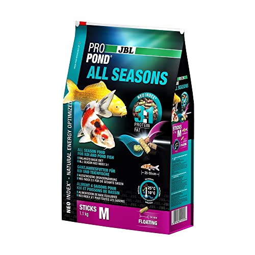 JBL Ganzjahresfutter für Koi, Schwimmende Futtersticks, Saisonfutter, ProPond All Seasons, Größe M, 1,1 kg von JBL