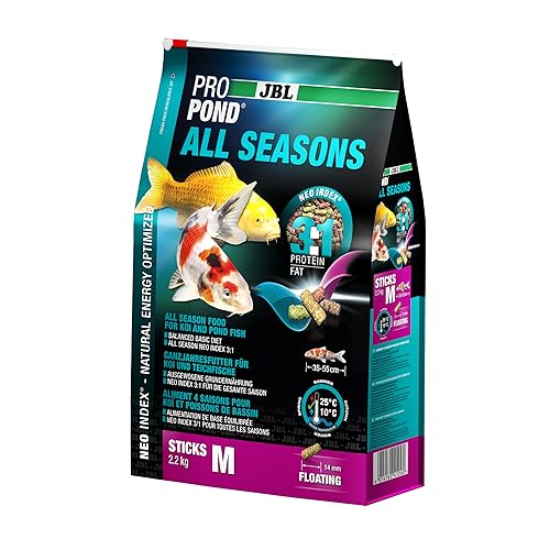 JBL Ganzjahresfutter für Koi, Schwimmende Futtersticks, Saisonfutter, ProPond All Seasons, Größe M, 2,2 kg von JBL