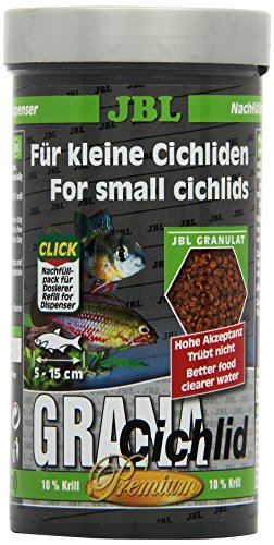 JBL GranaCichlid 40562 Premium Alleinfutter für räuberische Buntbarsche, Nachfülldose Granulat 250 ml von JBL