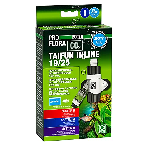 JBL PROFLORA CO2 TAIFUN INLINE 19/25, CO2-Diffusor, Integrierter Blasenzähler und Rücklaufsicherung, Für 200-800 l Aquarien von JBL