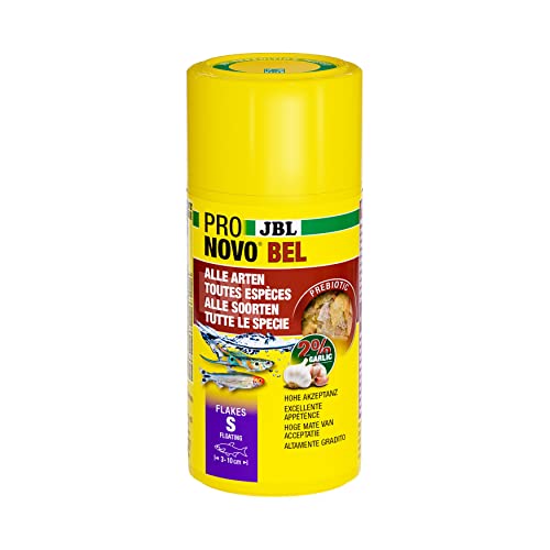 JBL PRONOVO BEL FLAKES, Hauptfutter für alle Aquarienfische von 3-10 cm, Fischfutter-Flocken, Größe S, 100 ml von JBL