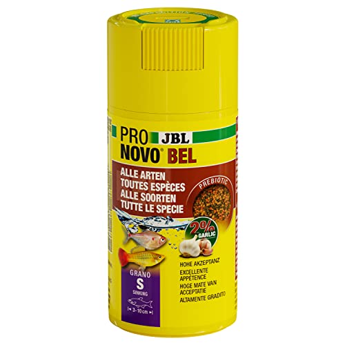 JBL PRONOVO BEL GRANO, Hauptfutter für alle Aquarienfische von 3-10 cm, Fischfutter-Granulat, Klickdosierer, Größe S, 100 ml von JBL