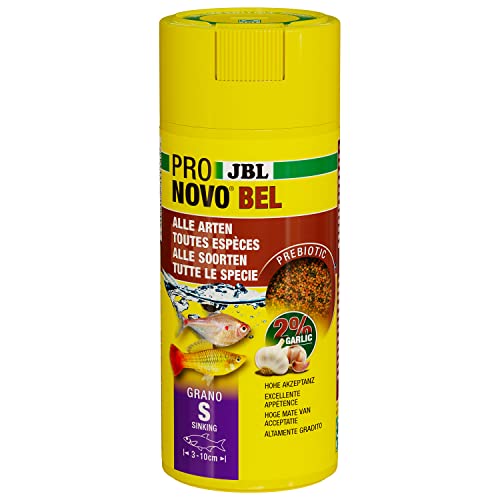 JBL PRONOVO BEL GRANO, Hauptfutter für alle Aquarienfische von 3-10 cm, Fischfutter-Granulat, Klickdosierer, Größe S, 250 ml von JBL