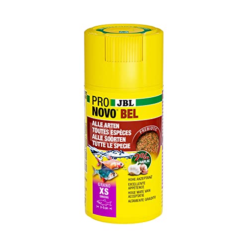 JBL PRONOVO BEL GRANO, Hauptfutter für alle Aquarienfische von 3-5 cm, Fischfutter-Granulat, Klickdosierer, Größe XS, 100 ml von JBL