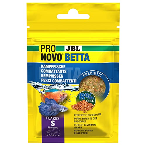 JBL PRONOVO BETTA FLAKES, Hauptfutter für Kampffische von 3-10 cm, Fischfutter-Flocken, Größe S, 20 ml von JBL