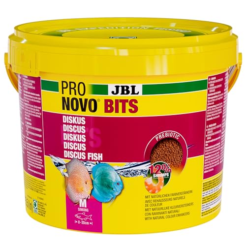 JBL PRONOVO BITS GRANO, Hauptfutter für für Diskus und Buntbarsche von 8-20 cm, Fischfutter-Granulat, Größe M, 5500 ml von JBL
