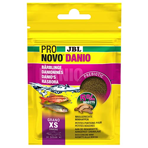 JBL PRONOVO DANIO GRANO, Hauptfutter für Barben und Bärblinge von 3-5 cm, Fischfutter-Granulat, Größe XS, 20 ml von JBL