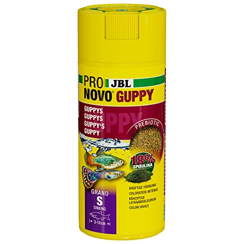 JBL PRONOVO GUPPY GRANO, Fischfutter-Granulat, Klickdosierer, Größe S, 250ml von JBL