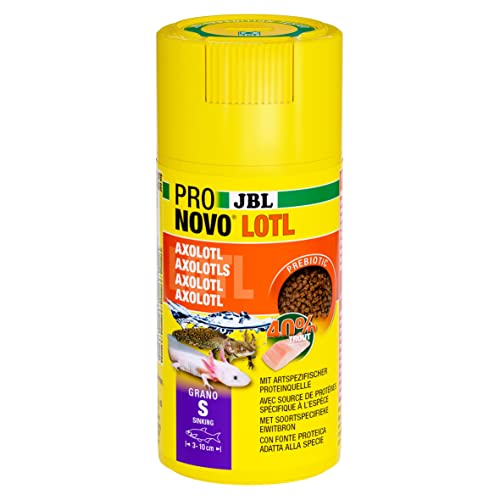 JBL PRONOVO LOTL GRANO, Hauptfutter für Axolotl von 3-10 cm, Klickdosierer, Fischfutter-Granulat, Größe S, 100 ml von JBL