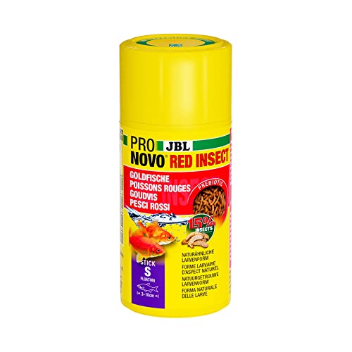 JBL PRONOVO RED INSECT STICK, Futter für Goldfische von 3-10 cm, Fischfutter-Sticks, Klickdosierer, Größe S, 100 ml von JBL