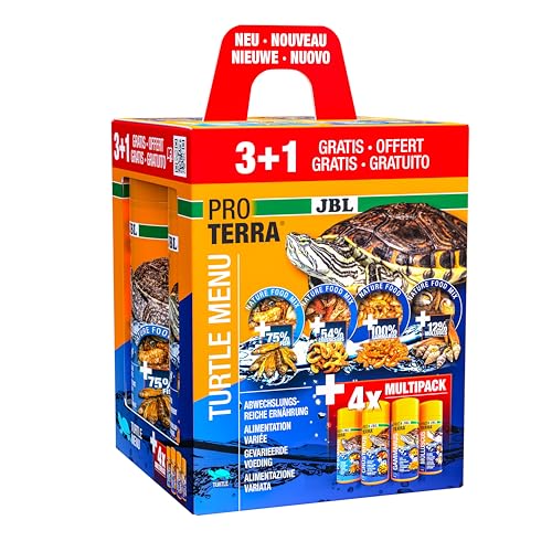 JBL Proterra Turtle MENU 250ml 3+1 Futtersortiment aus 4 Sorten für alle Wasser- und Sumpfschildkröten 1000 ml MENU von JBL