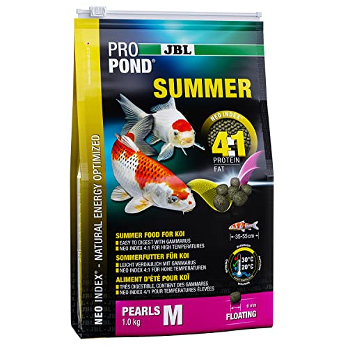 JBL Sommerfutter für Koi, Schwimmende Futterperlen, Saisonfutter, ProPond Summer, Größe M, 1,0 kg von JBL