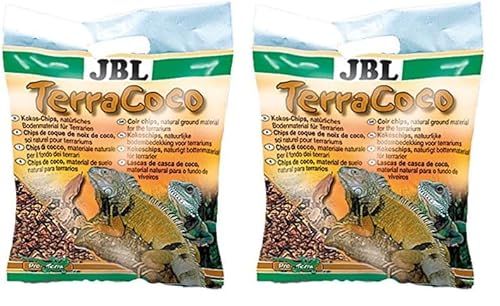 JBL TerraCoco 71015 Bodengrund für alle Terrarientypen, Kokoschips, 5 l (Packung mit 2) von JBL