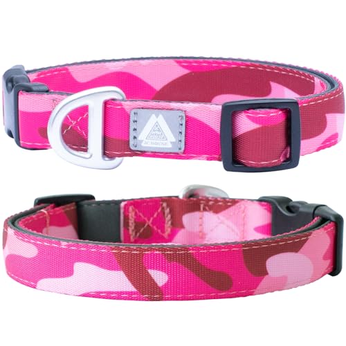 JC HOUSE Weich gepolstertes Hundehalsband, Halsumfang 22,9 - 35,6 cm, verstellbares, strapazierfähiges Halsband mit reflektierendem 3M-Logo für kleine Hunde, Camouflage-Rosa, Größe S von JC HOUSE