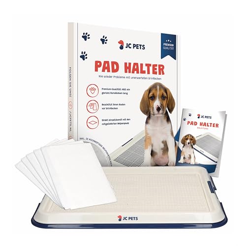 JC Pets Premium Pad-Halter mit Gitter - Inklusive 20 Welpen Trainingspads - Hundetoilette - Töpfchentraining Hund von JC Pets