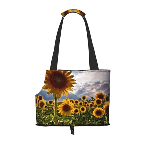 Sunflowers Fields Haustier-Rucksack, Haustierhandtasche, tragbarer, faltbarer Haustier-Rucksack, geeignet für kleine Haustierkatzen und Hunde, Einkaufs- und Reisefahrzeuge, bequem und schön. von JCAKES