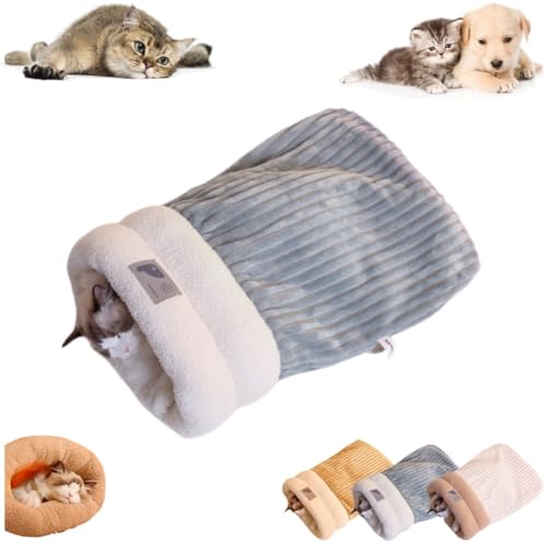 Katzenschlafsack für Indoor-Katzen, gemütlicher Winter-Katzenschlafsack, weicher Plüsch, selbstwärmend, Katzenbett, Höhle, flauschiger Katzentunnel, Katzentunnel, beruhigender Schlafsack für Katzen, von JCATPD