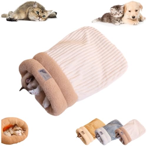 Katzenschlafsack für Indoor-Katzen, gemütlicher Winter-Katzenschlafsack, weicher Plüsch, selbstwärmend, Katzenbett, Höhle, flauschiger Katzentunnel, Katzentunnel, beruhigender Schlafsack für Katzen, von JCATPD