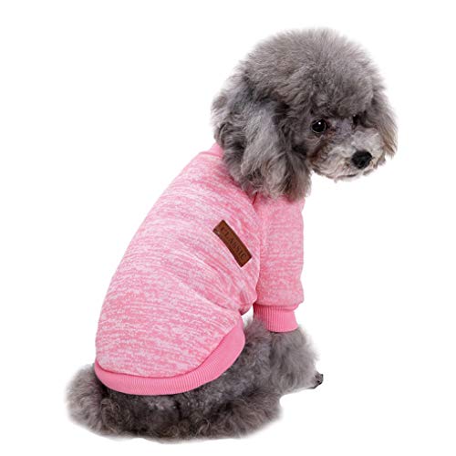 Fashion Focus On Haustier-Hunde-Kleidung, Strickwaren, Hundepullover, weich, dick, warm, für den Winter, Welpenpullover für Hunde (Rosa, XXS) von JECIKELON