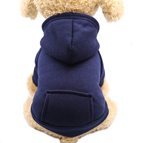 Fashion Focus On Winter-Hunde-Kapuzenpullover mit Taschen, Baumwolle, warme Hundekleidung für kleine Hunde, Chihuahua, Mantel, Kleidung, Welpen, Katzen, Custume (XS, Marineblau) von JECIKELON