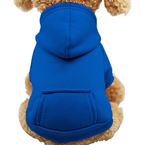 Fashion Focus On Winter-Hunde-Kapuzenpullover mit Taschen, Baumwolle, warme Hundekleidung für kleine Hunde, Chihuahua, Mantel, Kleidung, Welpen, Katzen, Custume (XXS, Dunkelblau) von JECIKELON