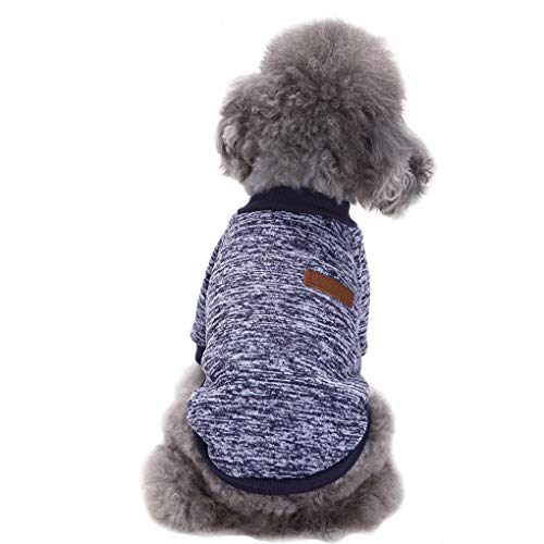 Jecikelon Hundekleidung, Hundepullover, weich, dick, warm, für den Winter, Welpenpullover für Hunde (Marineblau, Größe M) von JECIKELON