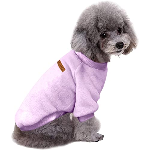 Jecikelon Haustier Hundekleidung Strickwaren Hundepullover Weich Verdickung Warm Welpe Hunde Shirt Winter Welpe Pullover für Hunde (Z01-Lila, Klein) von JECIKELON