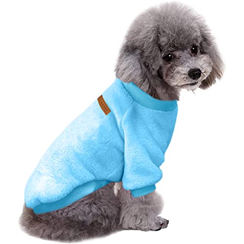 Jecikelon Haustier Hundekleidung Strickwaren Hundepullover Weich Verdickung Warm Welpe Hunde Shirt Winter Welpen Pullover für Hunde (Z01-Blau, L) von JECIKELON