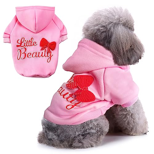 Jecikelon Winter-Kapuzenpullover für kleine Hunde, Rosa von JECIKELON