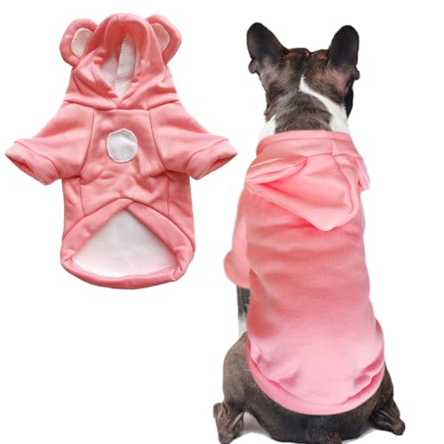 Jecikelon Hundemantel für kaltes Wetter, Winterkleidung, warm, Welpen-Kapuzenpullover, Sweatshirt für kleine Hunde und Katzen, weiche Haustierkleidung mit Kapuze, Größe XXS, Rosa von JECIKELON