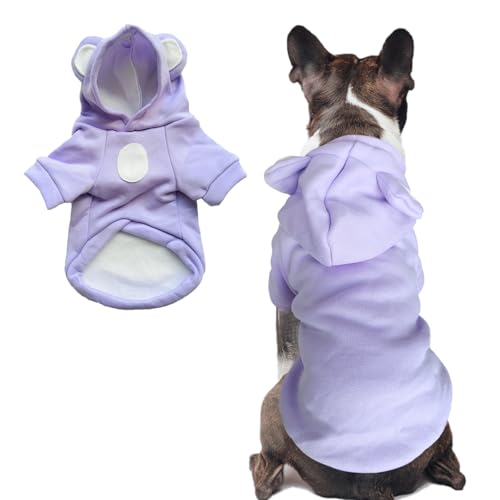 Jecikelon Hundemantel für kaltes Wetter, Winterkleidung, warm, Welpen-Kapuzenpullover, Sweatshirt für kleine Hunde und Katzen, weiche Kapuze, Haustierkleidung, Größe XS, Violett von JECIKELON