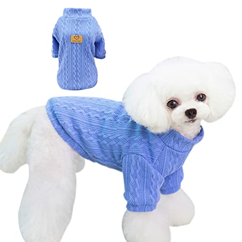 Jecikelon Kleiner Strickpullover für Welpen, Dackel Hundepullover, Winterkleidung, Haustier-Strickwaren, Blau 1, Größe S von JECIKELON