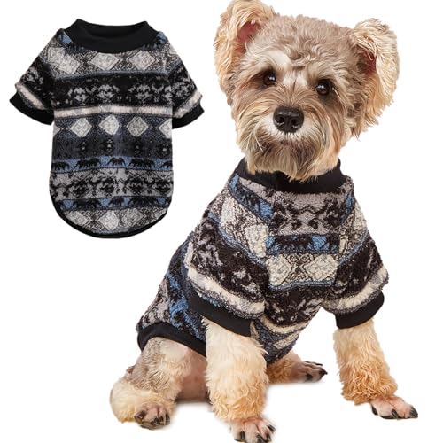 Jecikelon Warmer Hundepullover, bequem, Welpenbekleidung für kleine Hunde, weiches Winter-Outfit, Hunde- und Katzenbekleidung (XXS, Schwarz2) von JECIKELON