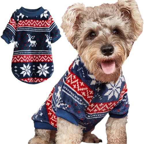 Jecikelon Warmer Hundepullover, bequem, für kleine Hunde, weiches Winter-Outfit, Hunde- und Katzenbekleidung (XXS, Marineblau) von JECIKELON