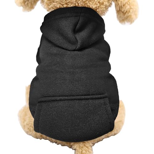 Jecikelon Winter-Hunde-Kapuzenpullover mit Taschen, warme Hundekleidung für kleine Hunde, Chihuahua-Mantel, Kleidung, Welpen, Katzen, Custume (Schwarz, Größe M) von JECIKELON