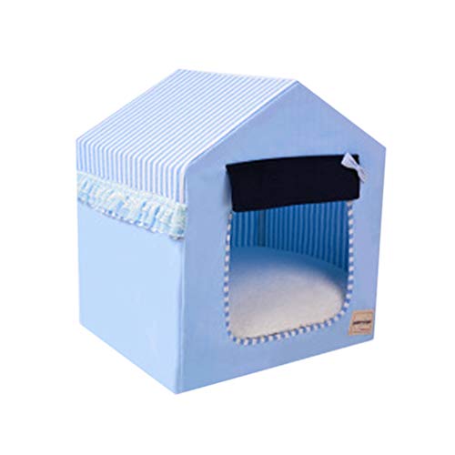 JEELINBORE Tragbar Faltbar Hundehaus Waschbar Katzen Hunde -Haus Bett Sofa (Himmel Blau, S: 45 * 38 * 51cm) von JEELINBORE