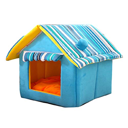 JEELINBORE Tragbare Faltbare Hunde Haus Hundehöhle Katzenhöhle Hundebett Katzenbett Haustier Schlafsack (Blau, M: 45 * 35cm) von JEELINBORE