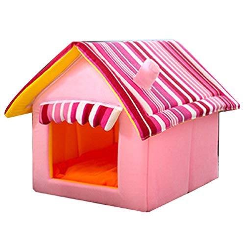 JEELINBORE Tragbare Faltbare Hunde Haus Hundehöhle Katzenhöhle Hundebett Katzenbett Haustier Schlafsack (Rosa, M: 45 * 35cm) von JEELINBORE