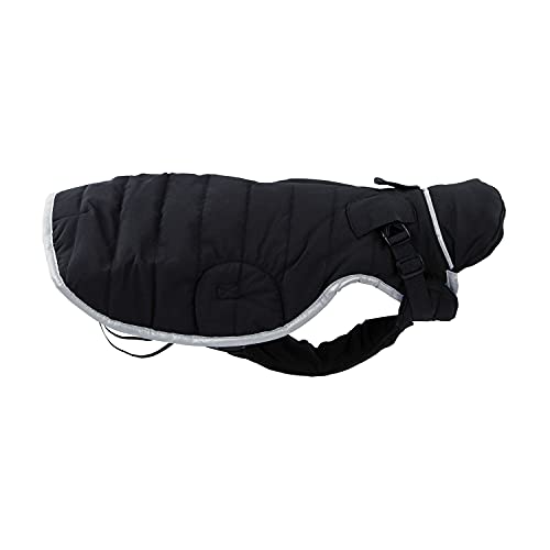 JEGGO Quilted Coat, modisch gesteppter Winter-Hundemantel, mit weichem Fleece-Innenfutter, Wasser- und Winddicht, optimale Passform, mit beidseitig zu öffnendem Reißverschluss (Anthrazit, 28 cm) von JEGGO