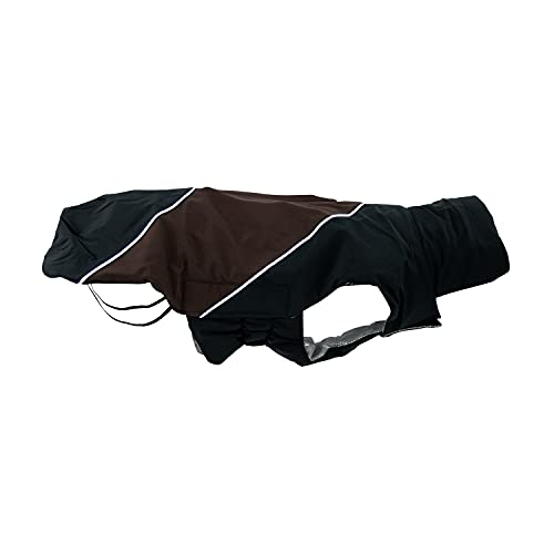 JEGGO Thermal Lining, Winter-Hundemantel, mit wärmeisolierendem Thermofutter, Wasser- und Winddicht, optimale Passform, mit beidseitig zu öffnendem Reißverschluss (braun-schwarz, 38 cm) von JEGGO